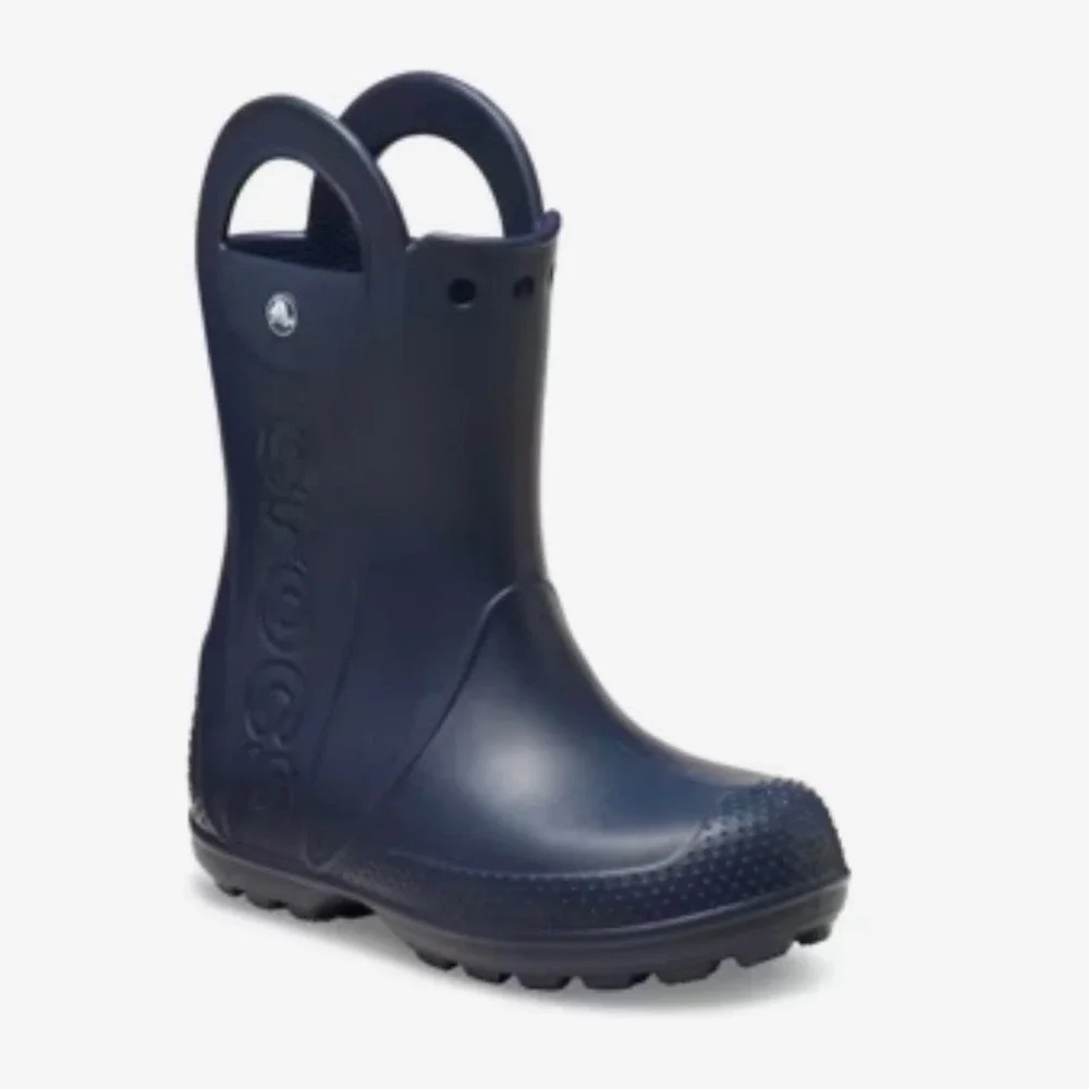 Crocs Handle It Rain Boot Kids Navy Blue Waterproof Pull On C9